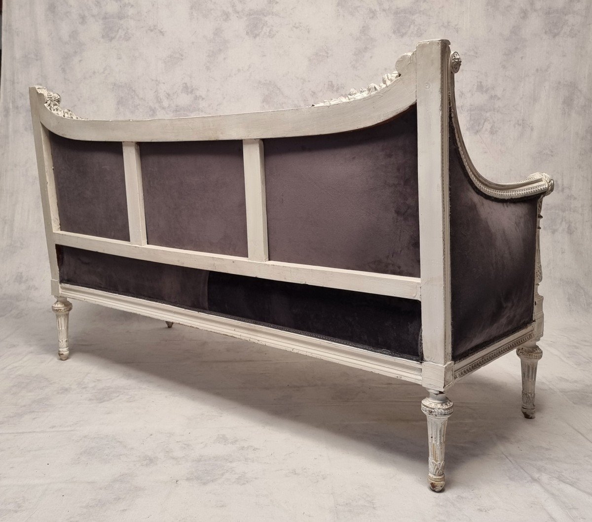 Louis XVI Style Sofa - Rich Sculpture - Patinated Wood - 19th-photo-1