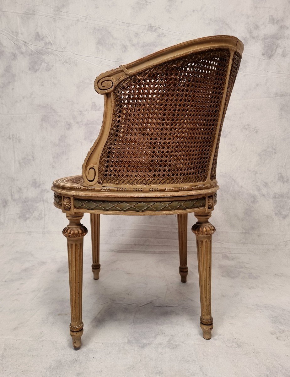 Louis XVI Style Office Armchair - Lacquered Wood - 19th-photo-3