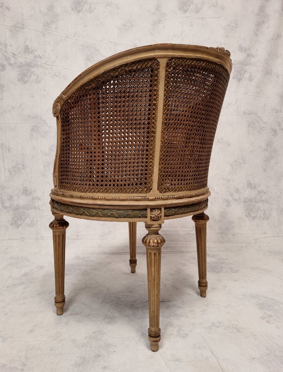 Louis XVI Style Office Armchair - Lacquered Wood - 19th-photo-4