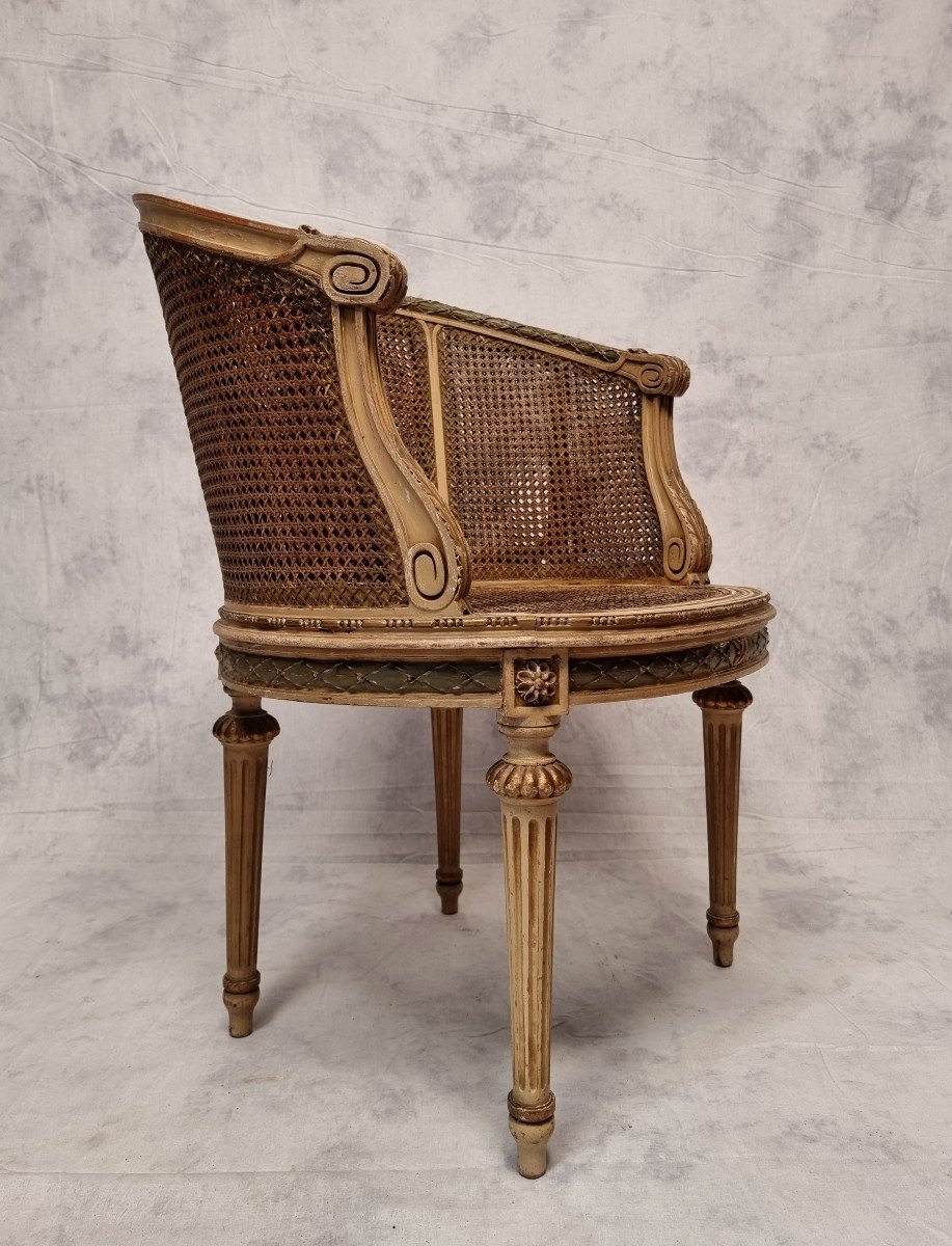 Louis XVI Style Office Armchair - Lacquered Wood - 19th-photo-1