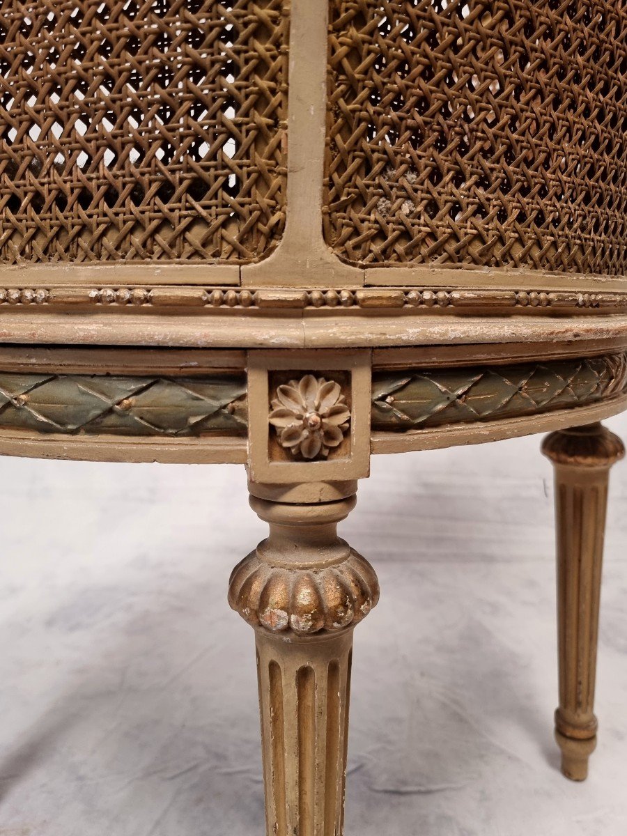 Louis XVI Style Office Armchair - Lacquered Wood - 19th-photo-3
