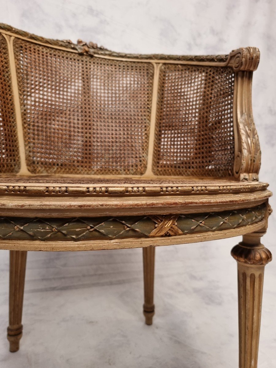 Louis XVI Style Office Armchair - Lacquered Wood - 19th-photo-5
