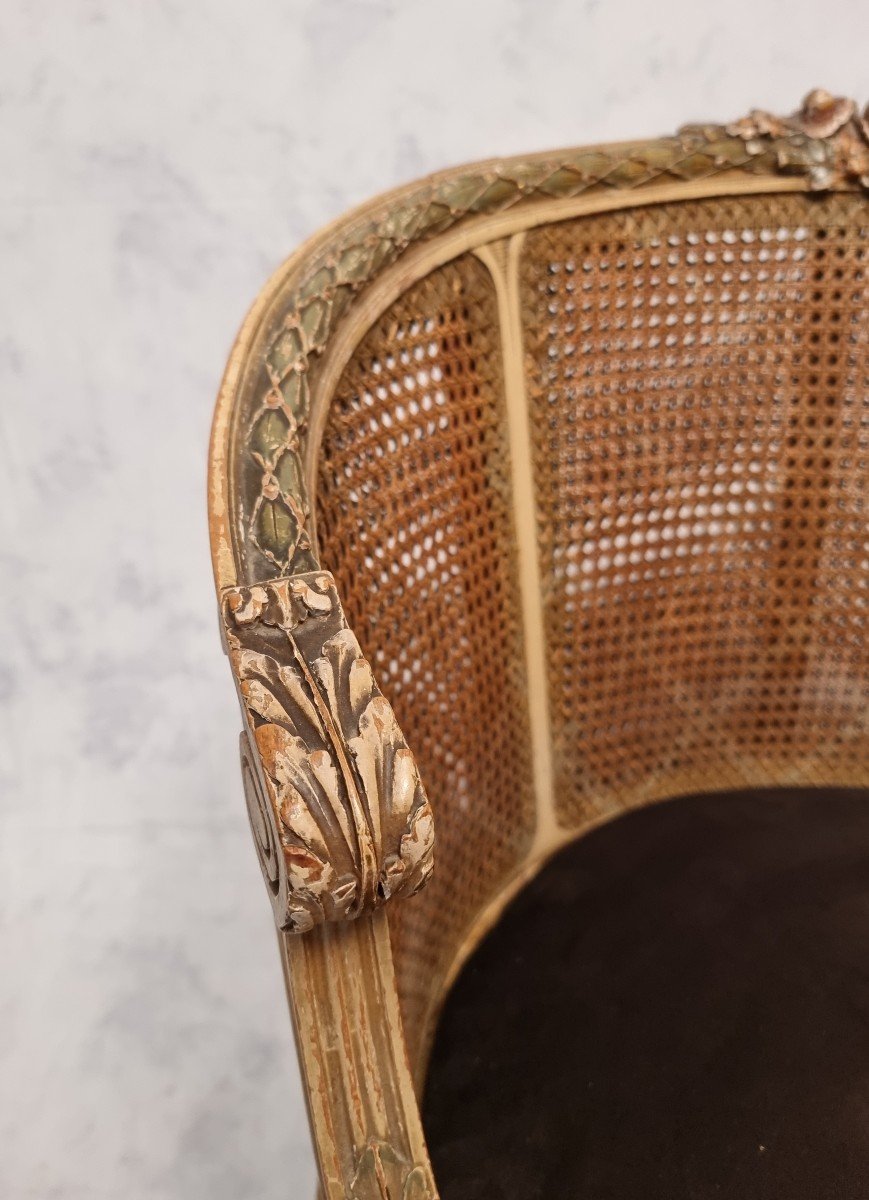 Louis XVI Style Office Armchair - Lacquered Wood - 19th-photo-8