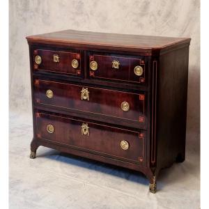 Commode d'époque Louis XV - Amarante & Bois De Violette - 18ème 