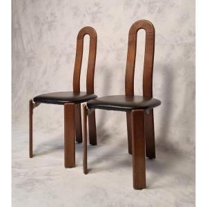 Pair Of Bruno Rey Chairs - Dietiker, The "stuhl Aus Stein Am Rhein" Workshop - Oak - Ca 1970