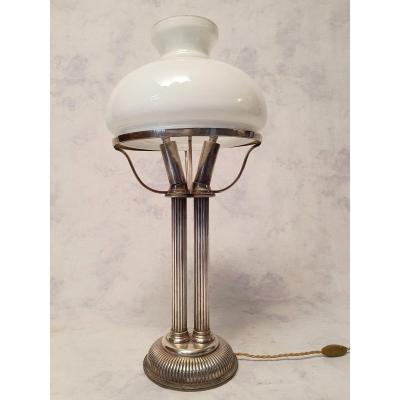 Lamp - Corinthian Column - Art Deco - White Opaline - Ca 1930