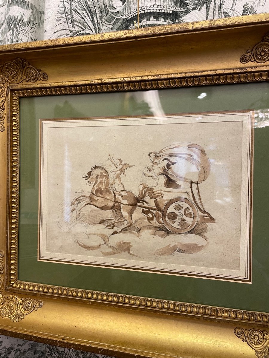 Dessin Au Crayon à l'Aquarelle à La Main Du XVIIIe Siècle Représentant Une Scène  Romaine-photo-2