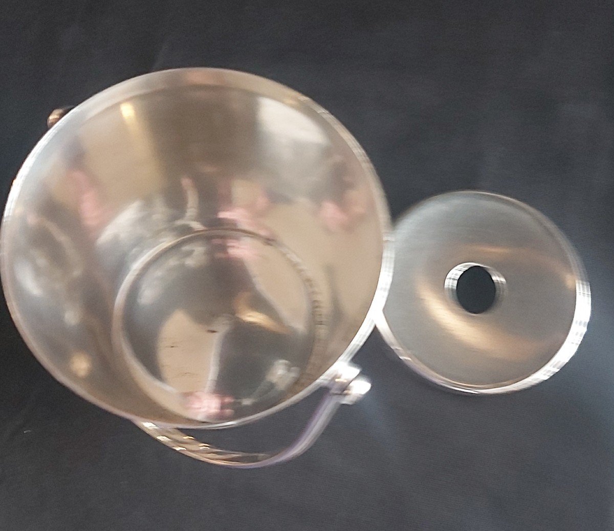 Christofle Silver Metal Ice Cube Bucket And Spoon -photo-4