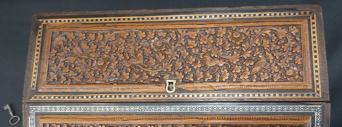 Écritoire anglo-indien sculpté-photo-2