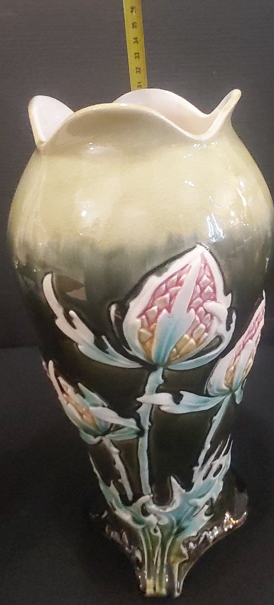 Vases barbotine de la faïencerie Gustave de Bruyn à Fives (Lille) Art Nouveau -photo-7