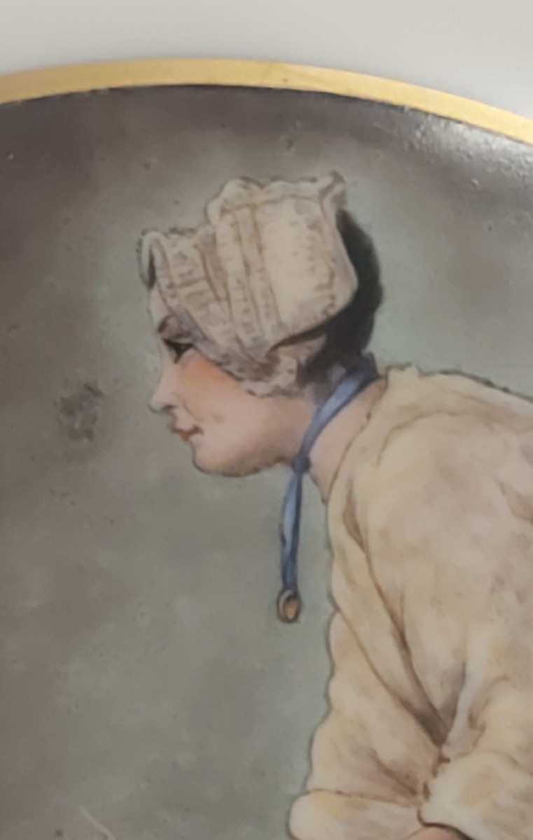 Large Decorative Limoges Porcelain Plate Dated 1953.-photo-2