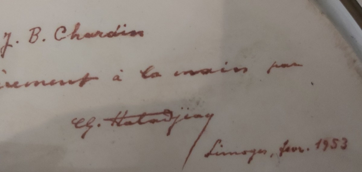 Large Decorative Limoges Porcelain Plate Dated 1953.-photo-2