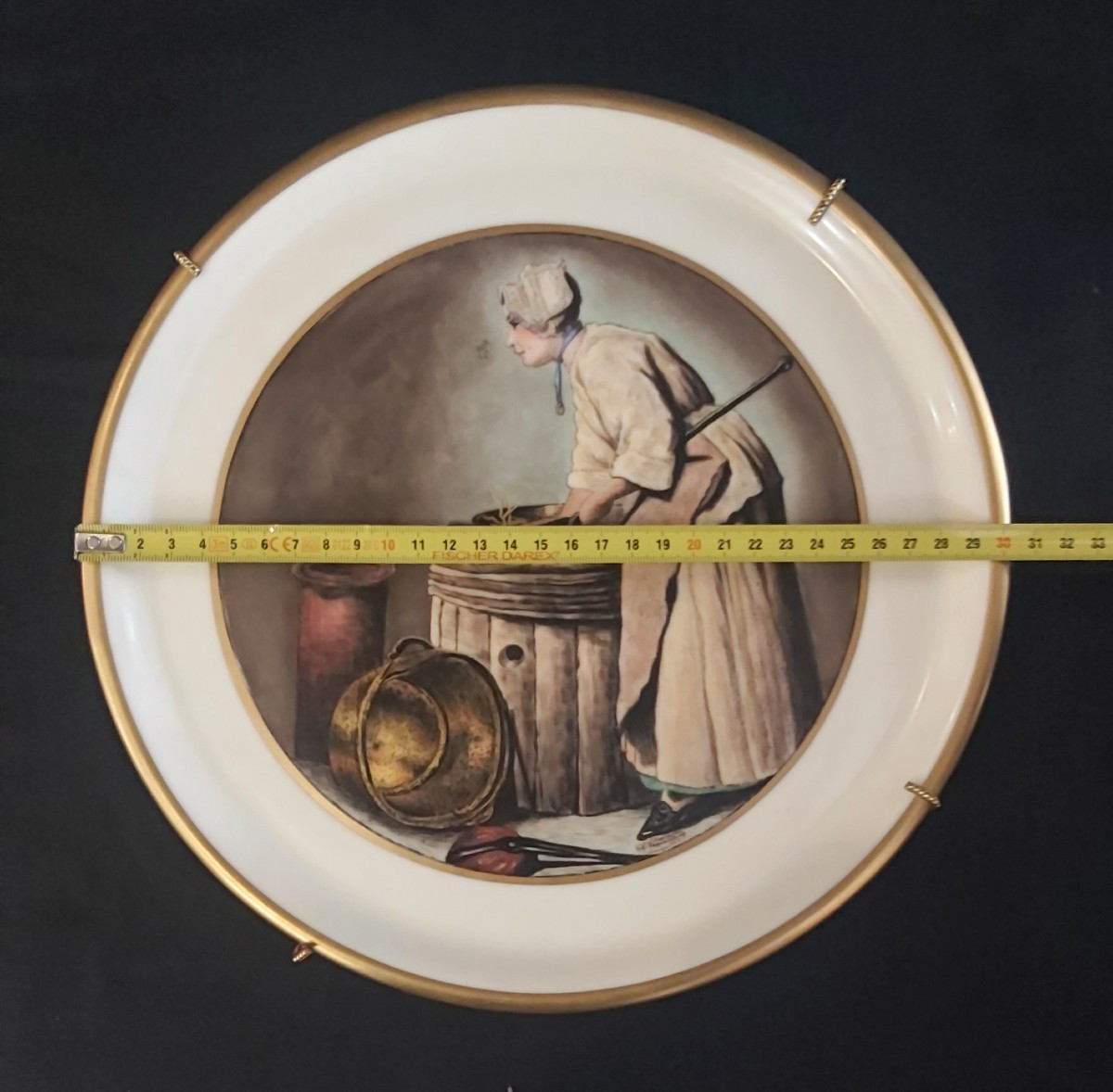 Large Decorative Limoges Porcelain Plate Dated 1953.-photo-4