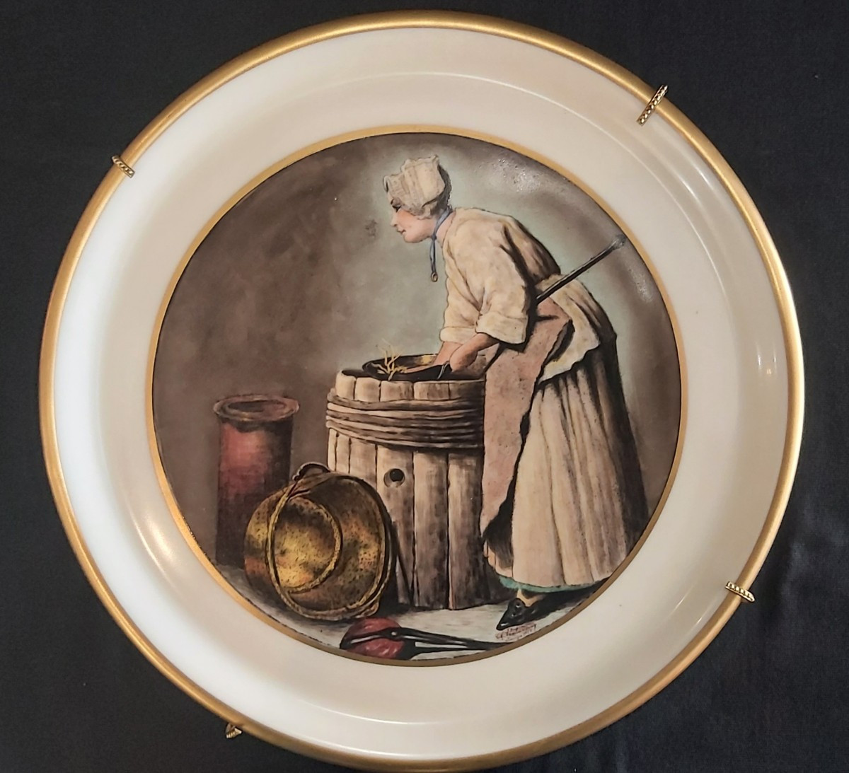 Large Decorative Limoges Porcelain Plate Dated 1953.