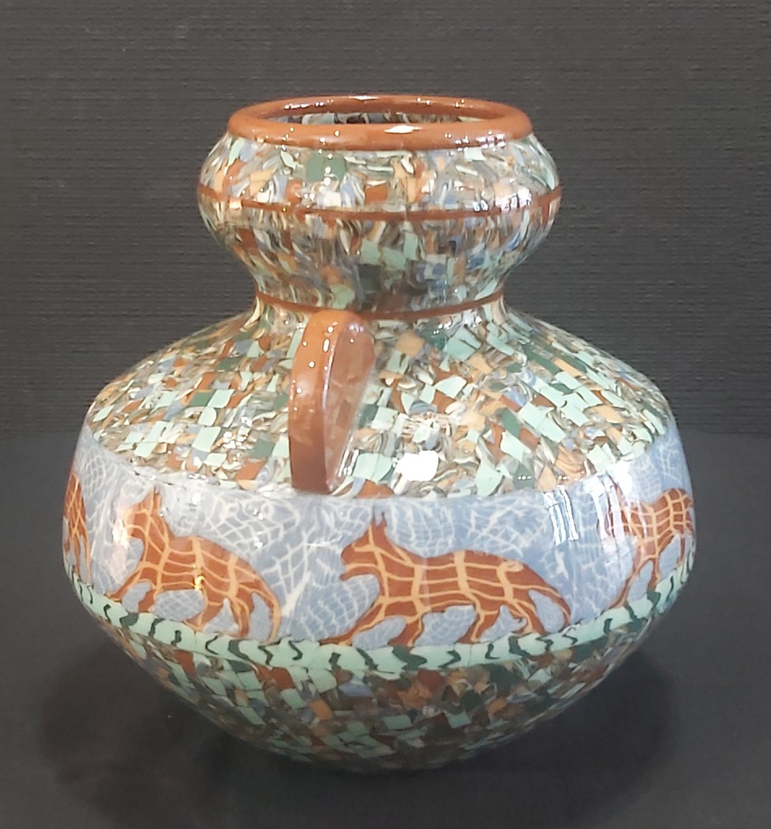 Vallauris Vase By Jean Gerbino In "mosaiced Earthenware" Mid-20th Century.-photo-2
