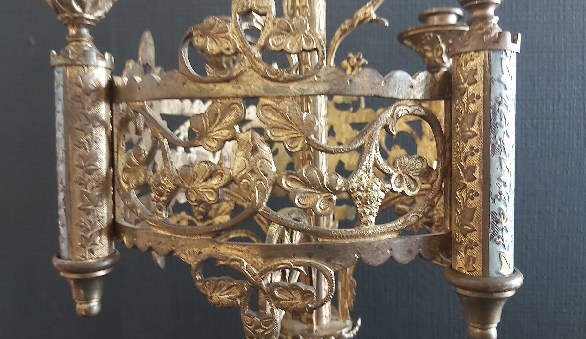 Grand candélabre d'église en bronze, XIXème.-photo-2