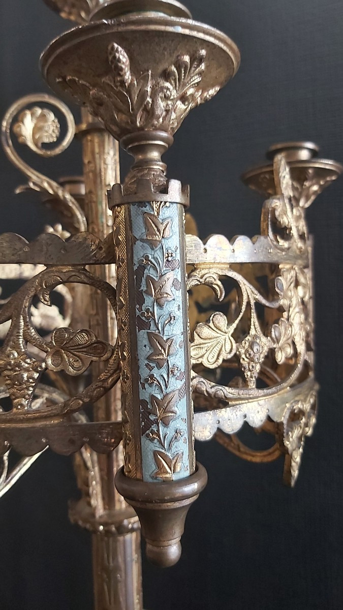 Grand candélabre d'église en bronze, XIXème.-photo-3