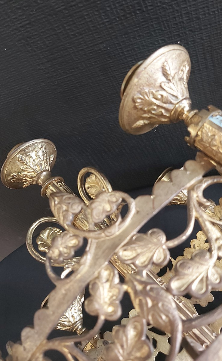 Grand candélabre d'église en bronze, XIXème.-photo-3