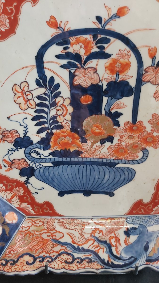 Grand plat Imari carré XIXème siècle.-photo-2