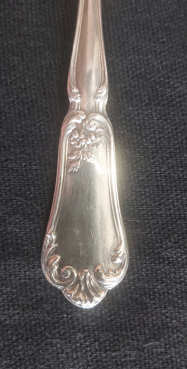 12 Solid Silver Teaspoons, Art Nouveau.-photo-1