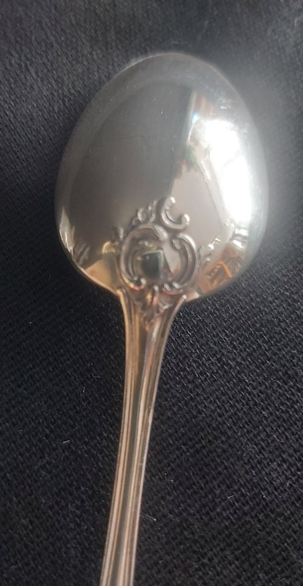 12 Solid Silver Teaspoons, Art Nouveau.-photo-2