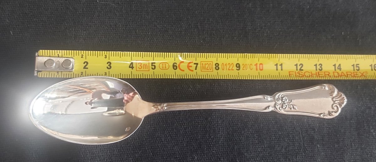 12 Solid Silver Teaspoons, Art Nouveau.-photo-5