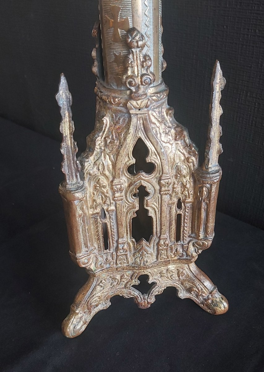 19th-century Gilded Bronze Church Candleholder -photo-2