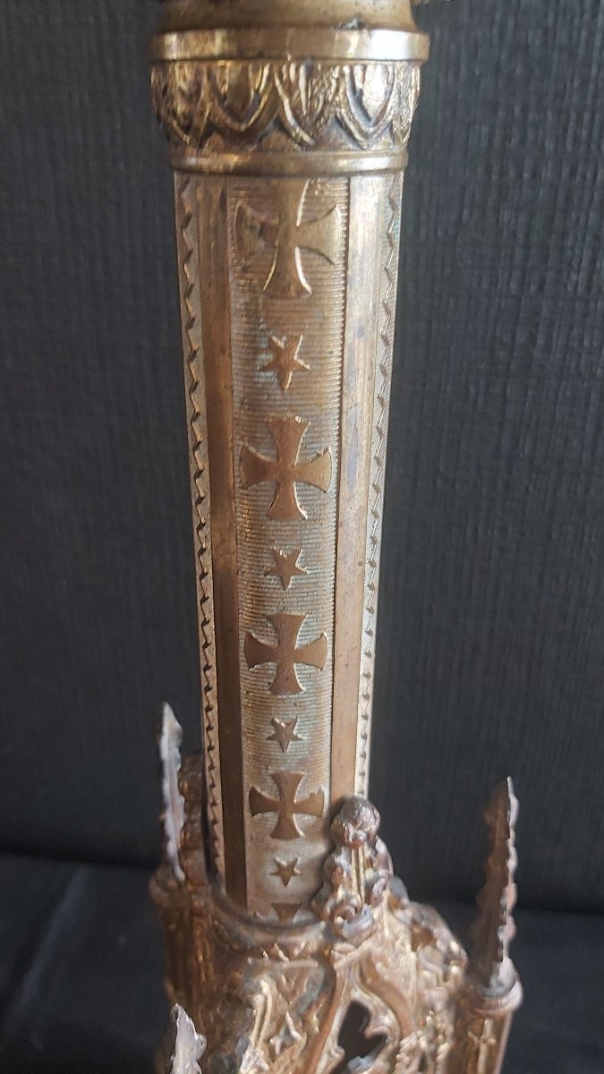 19th-century Gilded Bronze Church Candleholder -photo-4