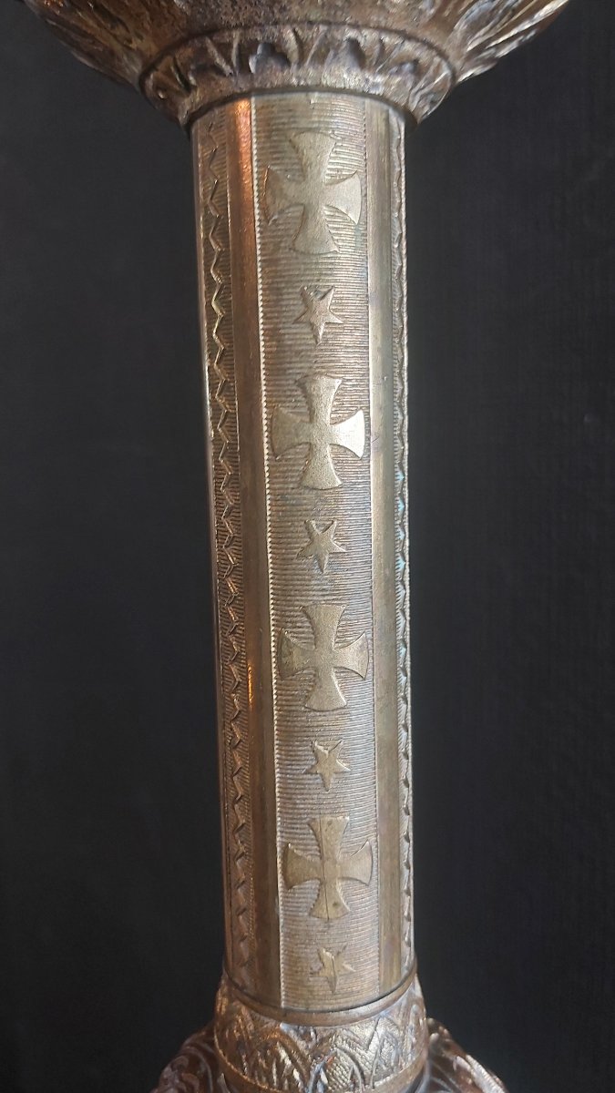 19th-century Gilded Bronze Church Candleholder -photo-1