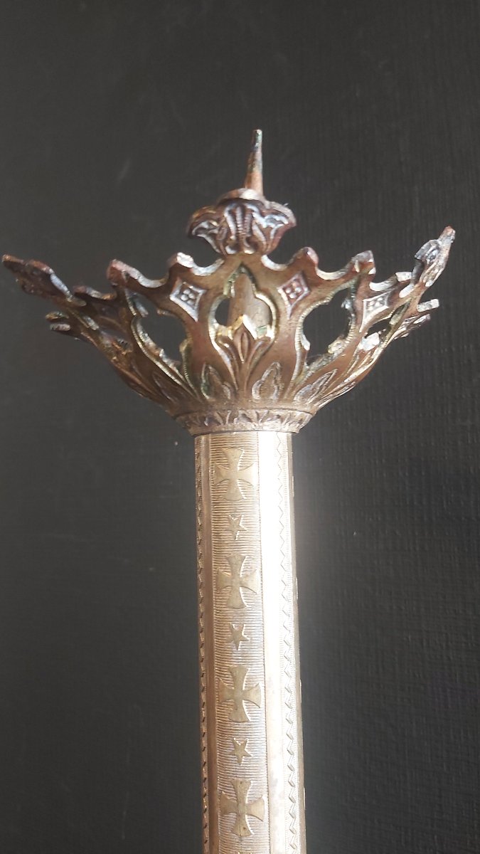 19th-century Gilded Bronze Church Candleholder -photo-2