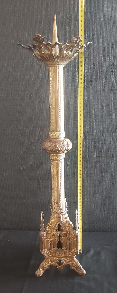 19th-century Gilded Bronze Church Candleholder -photo-3