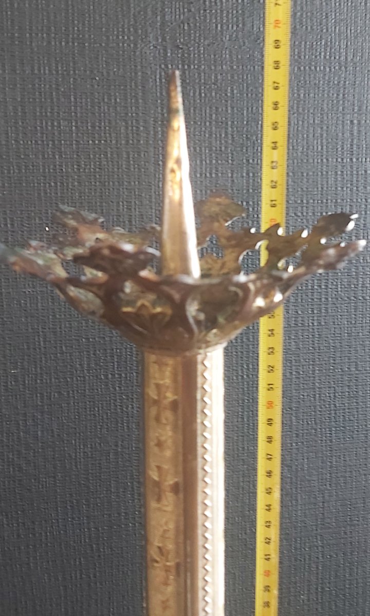 19th-century Gilded Bronze Church Candleholder -photo-4