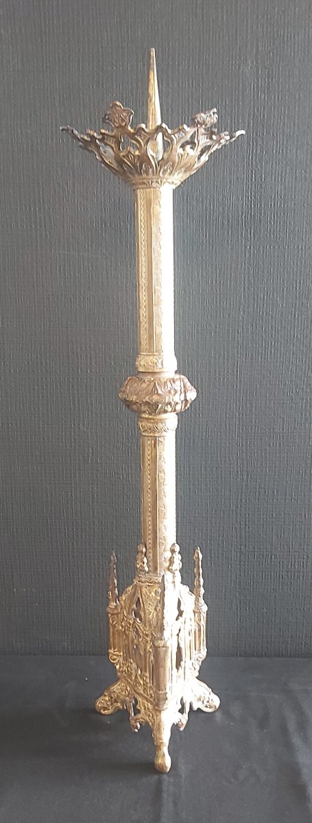 19th-century Gilded Bronze Church Candleholder 