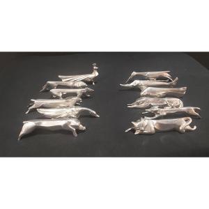 12 Porte-couteaux Animaliers Sandoz Pour Gallia 