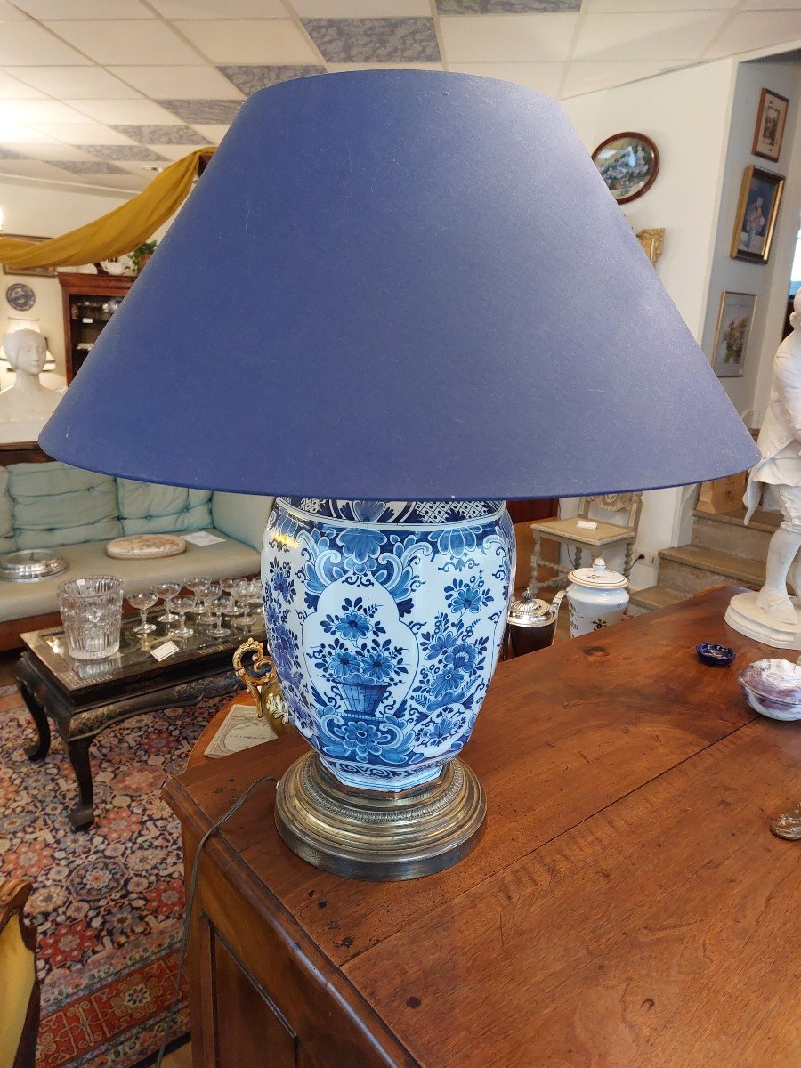 Lampe Ancienne En Faïence De Delft - Vase Monté, Circa 1700, Collection