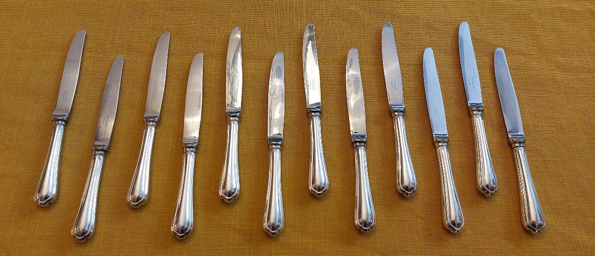 Christofle: Suite De 12 Couteaux à Desserts Modèle "spatours"-photo-2