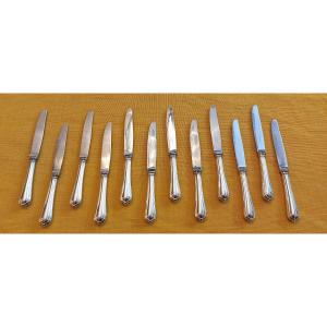 Christofle: Suite Of 12 Dessert Knives “spatours” Model