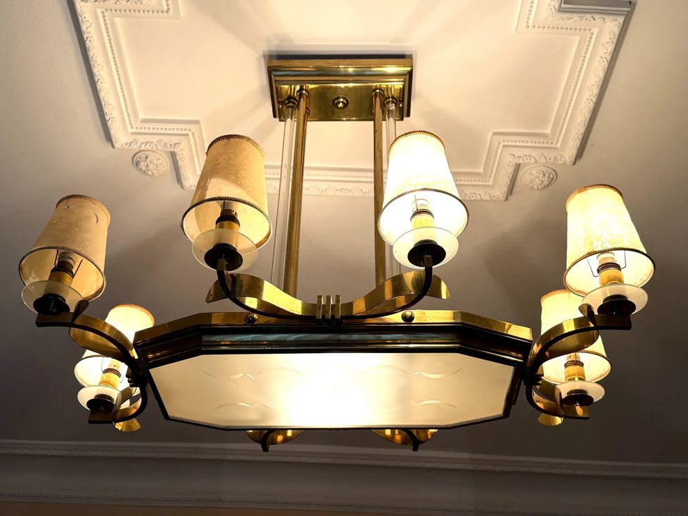 Dorizon Bordeaux Brass And Glass 8-light Pendant Light-photo-2