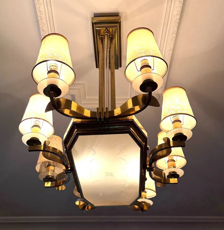 Dorizon Bordeaux Brass And Glass 8-light Pendant Light-photo-4
