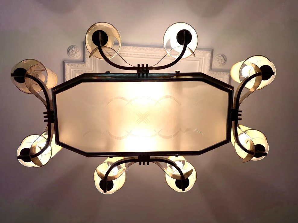Dorizon Bordeaux Brass And Glass 8-light Pendant Light-photo-1