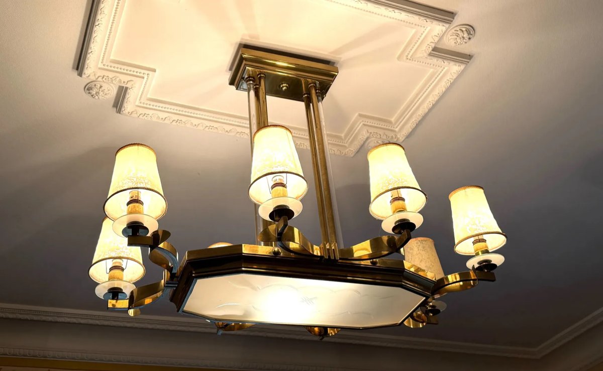 Dorizon Bordeaux Brass And Glass 8-light Pendant Light-photo-2