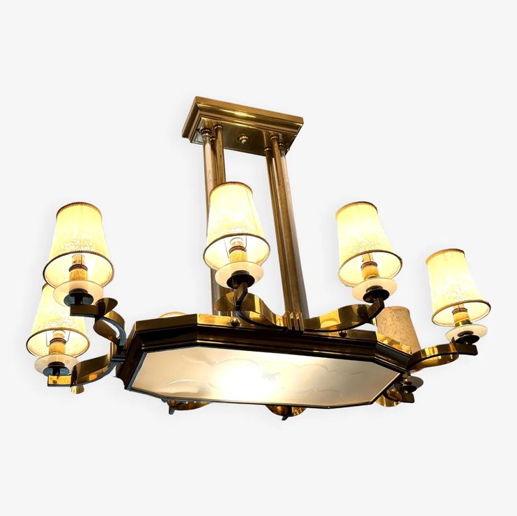 Dorizon Bordeaux Brass And Glass 8-light Pendant Light