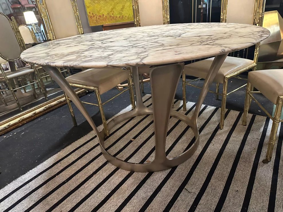 Table en marbre et fonte d'aluminium par Michèle Charron, 1970 -photo-3