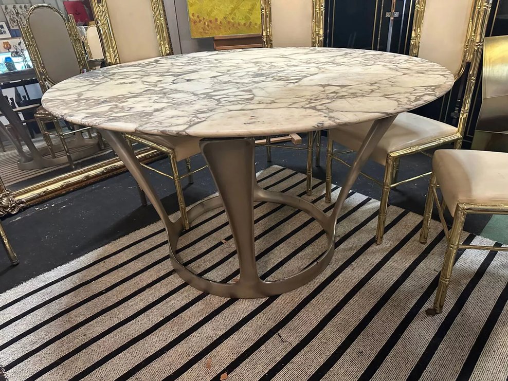 Table en marbre et fonte d'aluminium par Michèle Charron, 1970 -photo-4