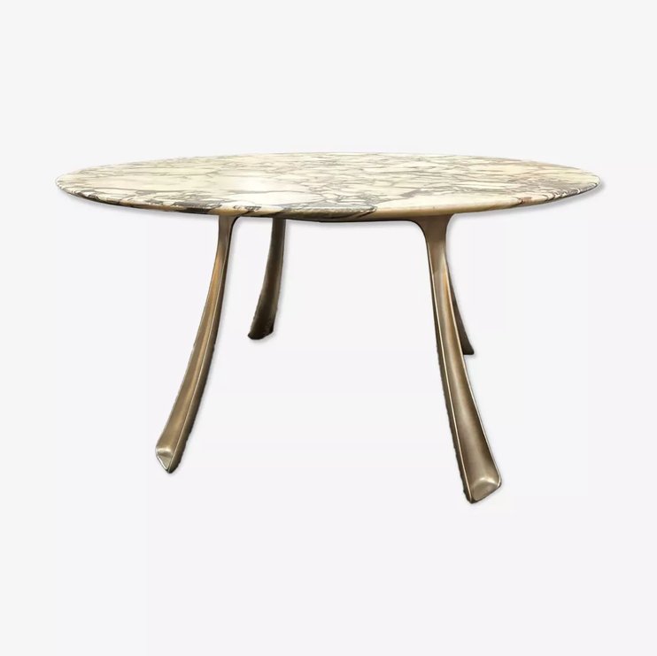 Table en marbre et fonte d'aluminium par Michèle Charron, 1970 