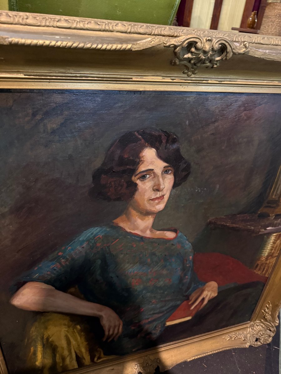 Portrait Of Countess Le Longvalle, Painted On Canvas.-photo-2