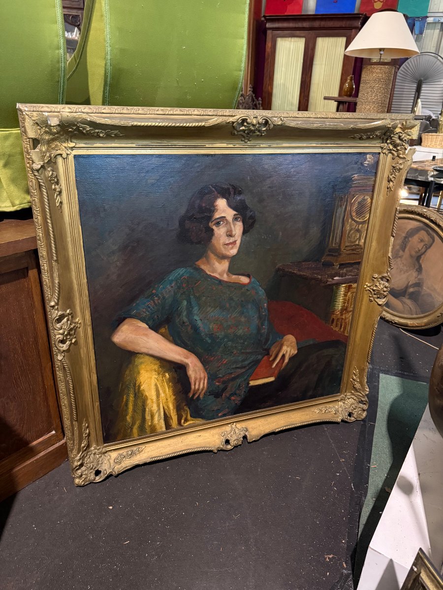 Portrait Of Countess Le Longvalle, Painted On Canvas.-photo-3