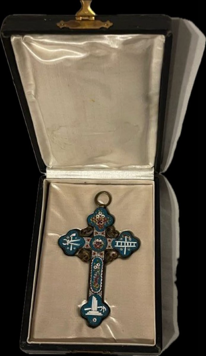 Croix en micro mosaïque du XIXe siècle-photo-4
