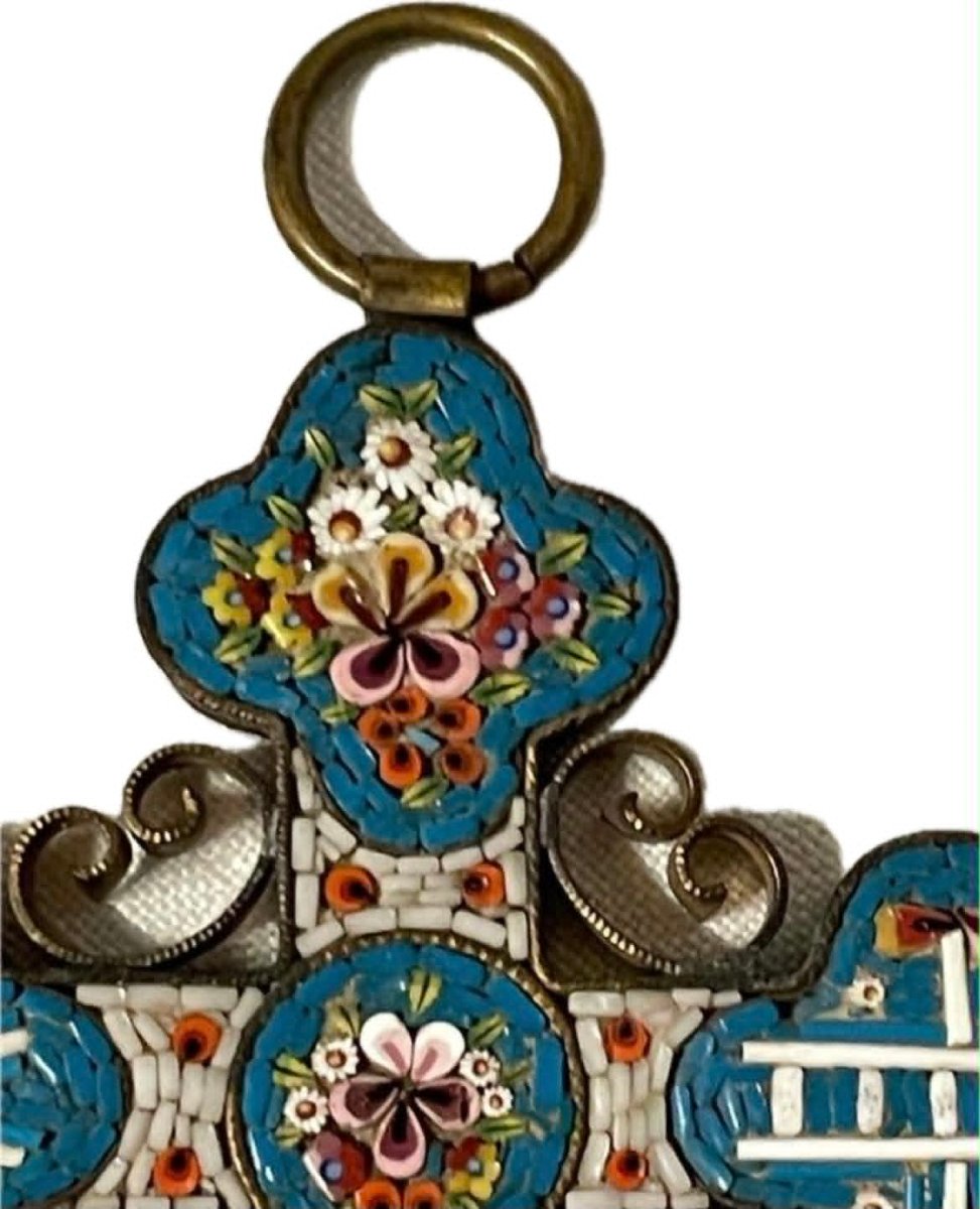 Croix en micro mosaïque du XIXe siècle-photo-2