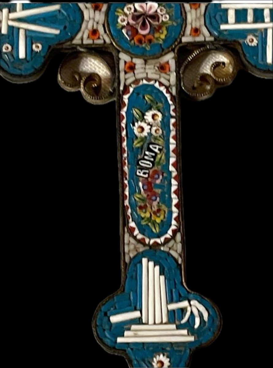 Croix en micro mosaïque du XIXe siècle-photo-3